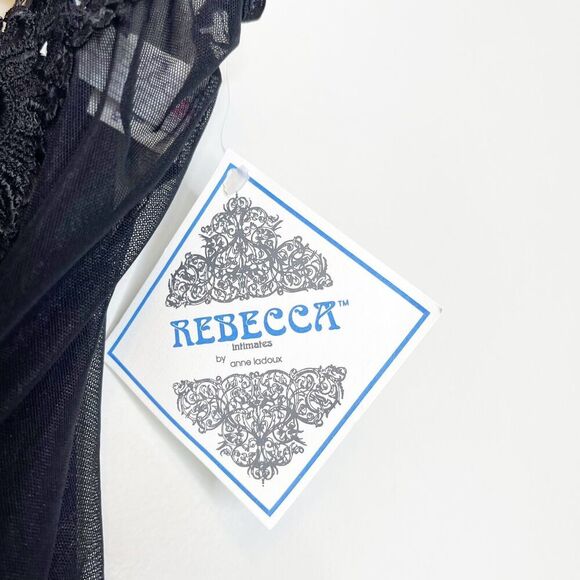 NEW Vintage 90s Rebecca Intimates Small High Cut Black Sheer Negligee Bodysuit - Picture 7 of 10